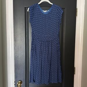 Boden Amelie Blue Mosaic Tile Print Jersey Dress | Size 8P